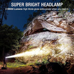 3Pack Rechargeable Headlamp Super Bright, 99000 Lumens LED Head Lamp with 3 Modes, 90°Angle & Adjustable Focus Head Lights for Forehead, IPX6 Waterproof HeadLamps for Adults Camping Hiking