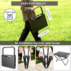 Tactical Camping Table, Collapsible Table Lightweight with Carry Bag, Durable Carbon Steel Outdoor Picnic Table for Camping, Travel expeditions, Hiking, Picnics, BBQs & Beach Trips - Black