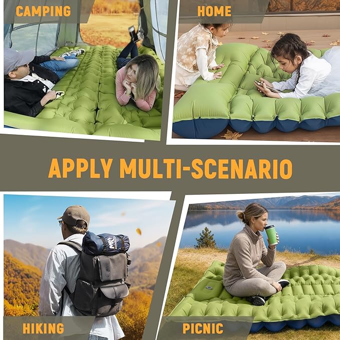 Camping Sleeping Pad, Ultralight Camping Mat with Built-in Foot Pump, Comfortable Sleeping Mat for Backpacking, Car Traveling,Tent,and Hiking
