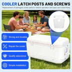 Cooler Latch Posts and Screws, High Strength Cooler Latch Replacement Parts - Latch Posts with Screws to Restore Ice Chest Seals and Enable Normal Cooler Operation.
