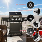 3 Burner Propane Gas Grill with Side Burner, 40,000 BTU Output Propane Grill, Outdoor Gas BBQ Grill with Stainless Steel Grates, Outdoor Cooking for Patio, Camping, Backyard