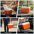 Small Cooler Hard Shell, Ice Chest with Retractable Handle, Small Hard Cooler Box with 3–4 Day Ice Retention, Car Cooler for Picnic, Beach, Work & Travel