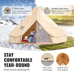 VEVOR Canvas Tent Bell, Yurt 4 Seasons for Camping with Stove Jack, Breathable Holds up to 4 People, Family Camping Outdoor Hunting Party