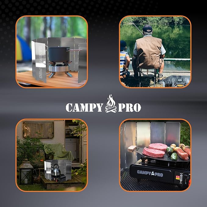 Portable Stove Windscreen – Lightweight 12-Plate Aluminum Windshield for Butane & Propane Camping Stoves, Backpacking Gear, Hiking & Picnic Cooking Essentials with Storage Box