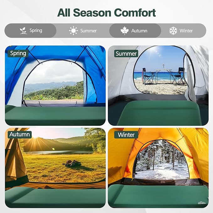 Self Inflating Sleeping Pad with Electric Pump, 3.15" Ultra-Thick Memory Foam Camping Mattress, 4-Season Sleeping Pad with Built-in Pillow for Camping Tent Car Travel