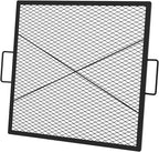 onlyfire Square Fire Pit Grill Grate, Heavy-Duty Steel Grate with Heat-Resistant Coating, Diamond Mesh & X-Marks Design for Outdoor BBQ, Camping, Backyard Gatherings - 30 inch