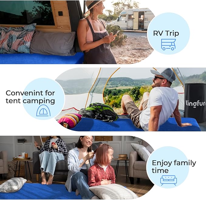 Kingfun 3 Inch CertiPUR-US Memory Foam Camping Mattress, Waterproof Roll up Sleeping Pad, Thick Floor Sleeping Mats for Tent with Removable Travel Bag