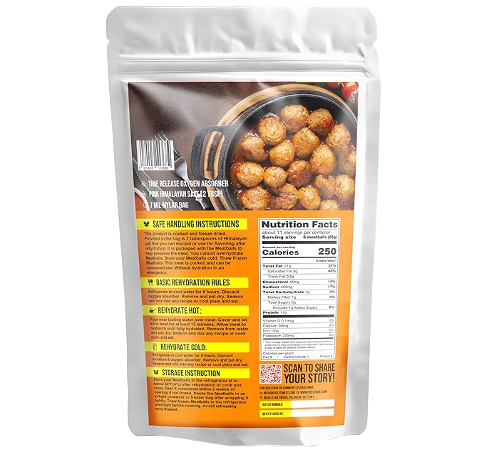 FREEZE MEAT Freeze-Dried Beef Meat Balls- Family Pack, 2 lbs, 30-Year Shelf Life, No Refrigeration Needed | Perfect for Backpacking, Camping, Emergencies, and Food Storage | Grass-Fed - Preserving Your Future