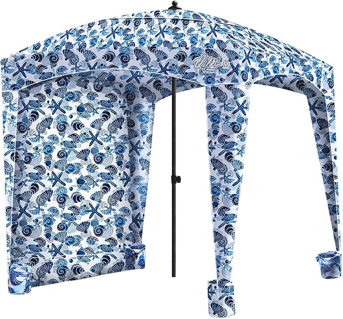 Qipi Beach Cabana - Easy to Set Up Canopy, Waterproof, Portable 6' x 6' Beach Shelter, Included Side Wall, Shade with UPF 50+ UV Protection, Ultimate Sun Umbrella - for Kids, Family & Friends