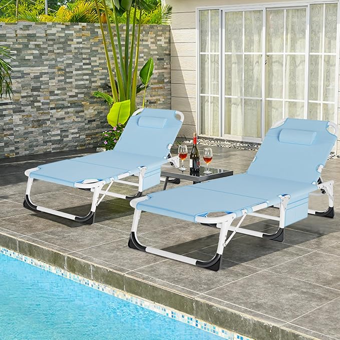 ABORON Folding Camping Cot W/Mat & Face Arm Hole for Adults, Adjustable Heavy Duty Outdoor Bed,1200 D Layer Oxford Travel Camp Cots for Beach, Pool, Lawn,Yard, Patio
