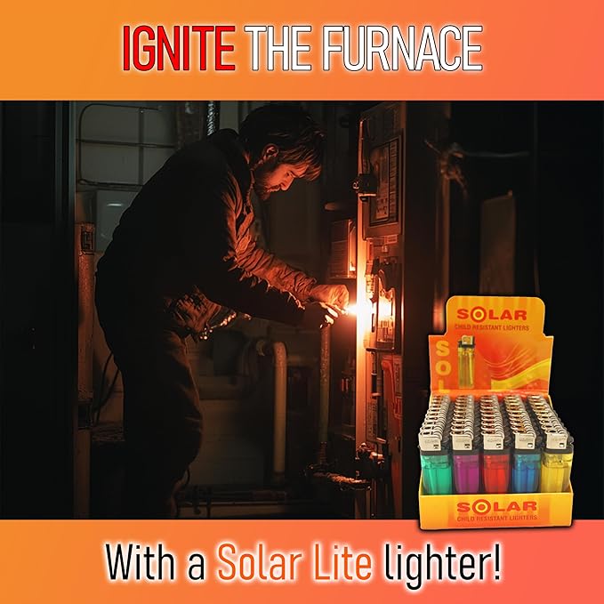 Disposable Lighters (Pack of 100) | Solar Lite® - Bonus Free 5-Pack lighters Included with Every 100pk Purchase.