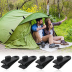 60 Pcs Heavy Duty Tarp Clips, Premium PA Tarp Clamps Kit with Lock Grip, Bungee Cords and Carabiners for Secure Fastening Awning, Swimming Pool Cover, Canopy, Shade Cloth, Camping Tents Accessories