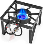 Outdoor Propane Burner Heavy Duty Propane Gas Stoves for Cooking with 10 PSI Regulator and Cast Iron Braided Holes Perfect for Home Brewing, Crawfish Boiler, Turkey Fryer and Seafood Boiler