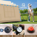 ABORON 2/6/8/10/12 Person Inflatable Camping Tent, Easy Setup Blow Up Tent with Hand Pump, PU3000mm Waterproof & Breathable 4 Season Glamping Tent for Outdoor Camping