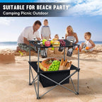 Portable Folding Camping Table Lightweight Outdoor Picnic Table with 4 Cup Holders & Storage Case Collapsible Tailgating Table for Camping Backyard Grill Outdoor Concerts
