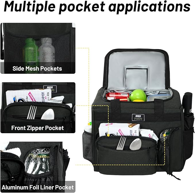 MIER 30L Extra Large Soft Cooler Bag with Bottle Opener for Camping Beach BBQ Grocery Leakproof Picnic Lunch Bag, Collapsible, 45Can (Deep Grey)