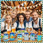 Oktoberfest Can Cooler Sleeves, 18pcs Oktoberfest 12 oz Cold Drinks Bavarian Style Beer Drink Can Bottle Cooler Sleeves for Oktoberfest Party Favors Decorations Supplies