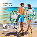 VINGLI Tall Beach Chair 2 Pack Lightweight, Backpack Beach Chair for Adults with 5-Position, Cooler Bag, Cup Holders, Towel Bar, Lightweight Folding Beach Camping Chairs
