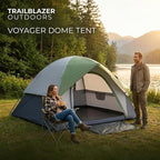 XL 4 Person Dome Camping Tent, Double Layer Waterproof, Removable Rain Fly, for Outdoor Hiking, Fishing