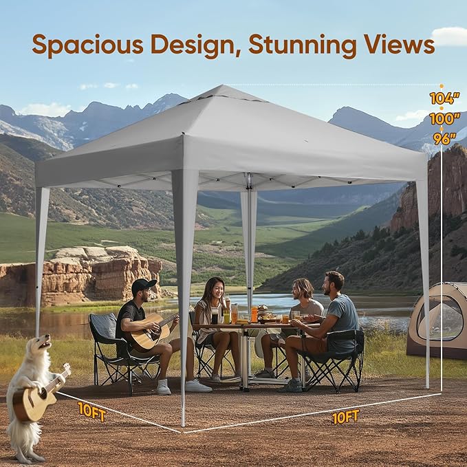 Quictent 10x10 Pop Up Canopy Tent - Instant Setup Gazebo for 1 Person, Portable & Compact, Waterproof & UV Protection, Ideal for Camping, Beach, Parties, Markets and Outdoor Events