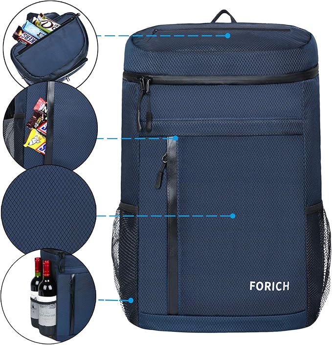 FORICH Soft Cooler Backpack Insulated Waterproof Backpack Cooler Bag Leak Proof Portable Small Cooler Backpacks to Work Lunch Travel Beach Camping Hiking Picnic Fishing Beer for Men Women