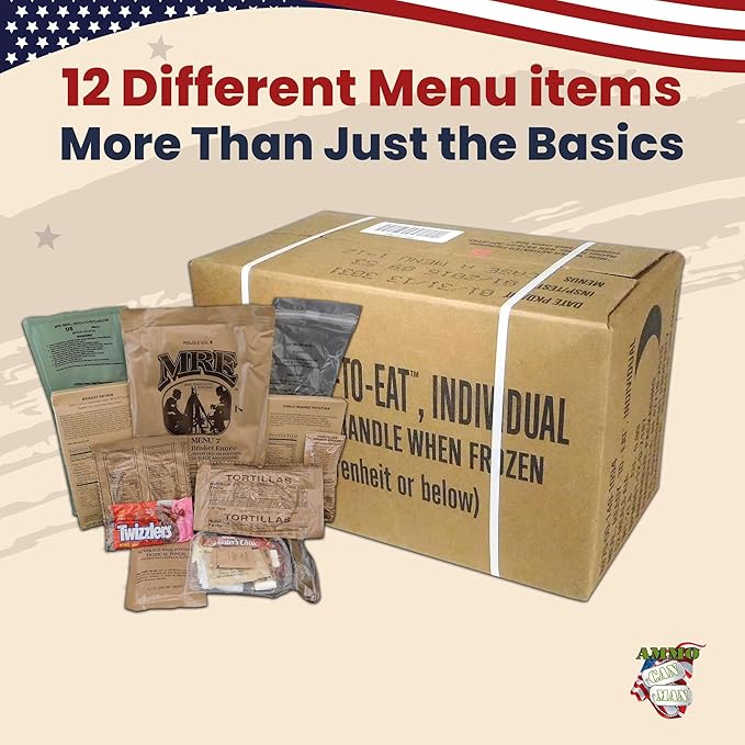 Ammo Can Man MREs (Meals Ready-to-Eat) Box A, Genuine U.S. Military Surplus, Menus 1-12 by Rothco