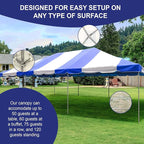 Party Tents Direct 20x30 Canopy Tent - Steel Frame - Outdoor Gazebo Pavilion Sun Shade Camping Shelter - Blue Vinyl Heavy Duty Waterproof Tent Cover - Event Tents for Parties Wedding