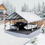 VEVOR 20x24 ft Heavy Duty Metal Carport, Outdoor Car Shelter with Removable PE Sidewalls, Steel Frame Garage for Car, Truck, Boat, Tractor, and Equipment Storage