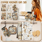 8 Pcs Coffee Kitchen Gift Dish Towel Pot Holder Oven Mitt Set 4 Tent Car Tea Towels with Funny Sayings Novelty 2 Oven Mitts 2 Pot Holders Coffee Accessories Decor for Rv