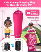 KingCamp 45°F Kids Sleeping Bag, Lightweight Waterproof & Compact Flannel Sleeping Bags Cold Weather & Warm Youth Essentials Gear Accessories for Camping, Fits 10-12 Children up to 4'7"-5'5" Tall