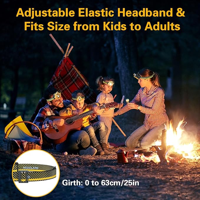 COSOOS LED Rechargeable Headlamp for Kids Flashlight Camping Gear, Outdoor Head Lamp for Boy Girl, 2.6oz Lightweight Headlight, Birthday Gift