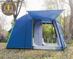 Three Bears 6-Person Tent, 3000mm Waterproof Double-Layer Tent with Room Dividers, Family Tent with Color-Coded Connection Buckles, Front and Rear Vestibules Can Be Set Up as Sunshade Canopies