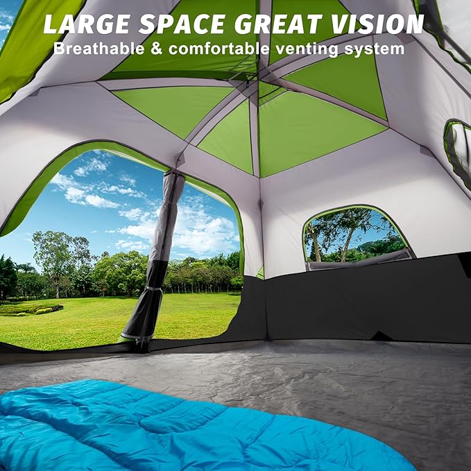 UNP 2/4/6/8 Person Tent, Portable Cabin Tent, Camping Tent 4-Person Easy Set Up, Waterproof with Top Rainfly for Outdoor Camping/Hiking