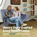 700lbs Capacity Double Camping Chair for 2 Adults - Low-Profile Outdoor Loveseat with XL Cup Holders & Storage Pockets, Heavy Duty Folding Couch for Camping, Lawn, Backyard (Navy Blue)