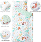 Bunnikins & Clover Toddler Nap Mat with Removable Pillow, Nap Mats for Preschool, Easy Clean Toddler Nap Pad for Kindergarten, Kids Sleeping Bag for Travel Camping