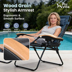PHI VILLA XXL Oversized Padded Zero Gravity Chair Set of 2, Foldable Patio Recliner, 30" Wide Seat Anti Gravity Lounger with Armrest and Cup Holder, Support 400 LBS (Blue Accents)