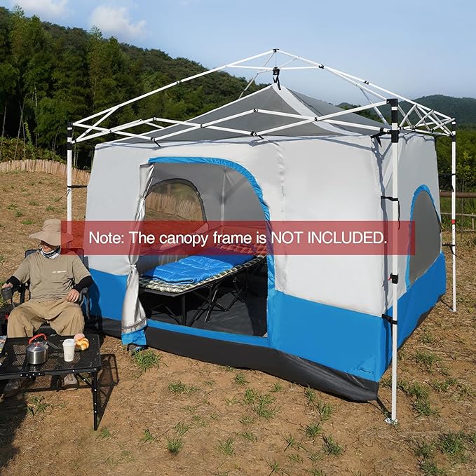 REDCAMP Canopy Camping Tent for Pop Up Canopy Tent, Inner Tent Converts Straight Leg 10'x10' or 10'x20' Canopy into Camping Tent, Fits 4-6 Person(Frame/Shelter NOT Included)