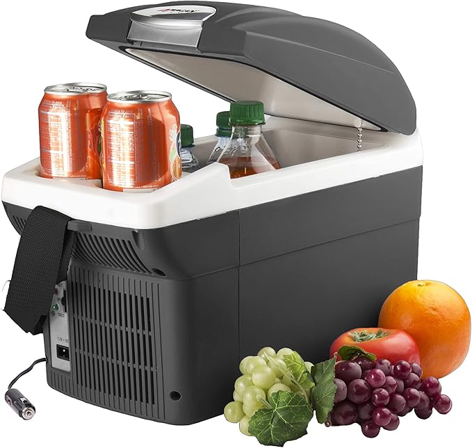 Wagan EL6206 12V 6 Quart Personal Thermoelectric, 6 Liter Capacity, Portable Electric Cooler Warmer with 12/24V DC, Small Fridge for Car, RV, and Camping Use, UL Listed