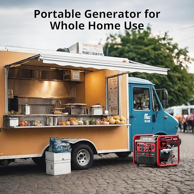 Portable 4500W Gas-Powered Inverter Generator with CO Sensor, Lightweight, Quiet, and EPA-Compliant for Home, Emergency Backup, and Camping