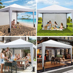 10x10 Pop Up Canopy with Sidewalls, Outdoor Instant Canopy Tent with Carry Bag for Commercial Events, Camping, Backyard Parties - White