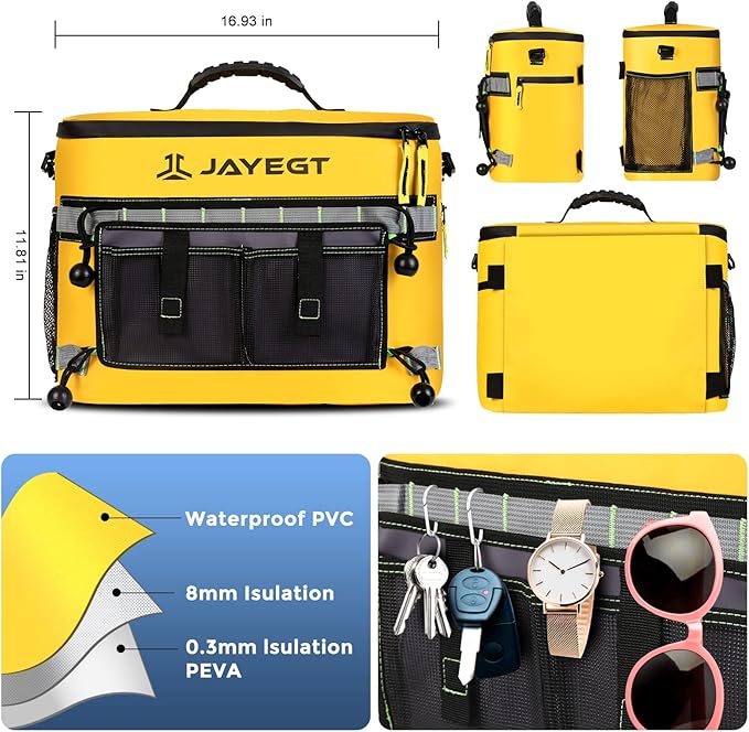 Kayak Cooler Behind Seat - Waterproof Cooler Bag Compatible with Lawn-Chair Seat Kayak，Kayak Accessories Camping Cooler, Portable Ice Chest for Fishing, Beach,Picnic, Trips (Orange, Medium)