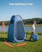 VEVOR Pop up Shower Tent, Instant Portable Privacy Tent Changing Room with Ground Stakes, Ropes, and Carry Bag, 190T Polyester with Silver Coating, Quick Setup, for Camping, Beach, Fishing, Blue