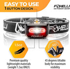 Foxelli LED Headlamp Flashlight for Adults & Kids, Running, Camping, Hiking Head Lamp with White & Red Light, Comfortable Headband, Lightweight & Waterproof, 3 AAA Batteries
