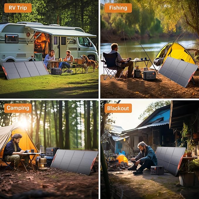 200W Portable Solar Panel for Power Station,23.5% Efficiency Mono Foldable Solar Charger with 4 Kickstands for Jackery 1000 V2/Bluetti/EcoFlow/Anker,IP67 Waterproof for Camping RV Power Backup