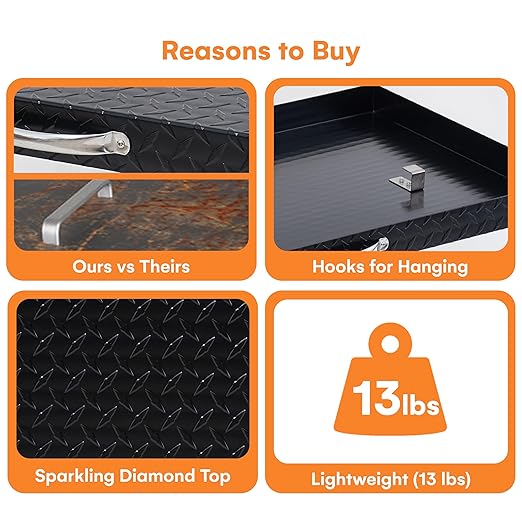Flybold 36 Inch Blackstone Griddle Hard Cover – Aluminum Flat Top Grill Lid with Suitcase Handle – Lightweight, Weatherproof, Diamond Cut BBQ Replacement Cover for Blackstone & Member’s Mark Griddles