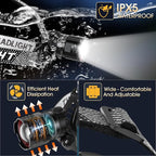 Super Bright LED Headlamp 4 Pack, High Lumen Rechargeable Head Lamp with Motion Sensor, 5 Modes, IPX5 Waterproof, 90° Adjustable, Zoomable Head Lights for Adults, Hard Hat, Outdoor, Camping