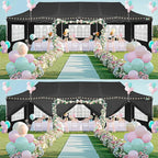 COBIZI 10x30 Pop up Canopy with Roller Bag & 8 Removable Sidewalls, Canopy Tent for Parties, Wedding, and Commercials, Waterproof and Instant Shelter UV50+ Outdoor Gazebo with 4 Sandbags(Black)