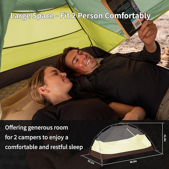 Naturehike Mongar Base 2-3 Person Camping Tent, Lightweight Waterproof Backpacking Tent with Footprint