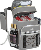 Cooler Backpack, 40 Cans Insulated Lunch Backpack Picnic Backpack for Men&Women, Durable Cooler Bag with 2 Leak Proof Compartments for Picnic, BBQ Camping, Lunch, Beach, Hiking, Gray