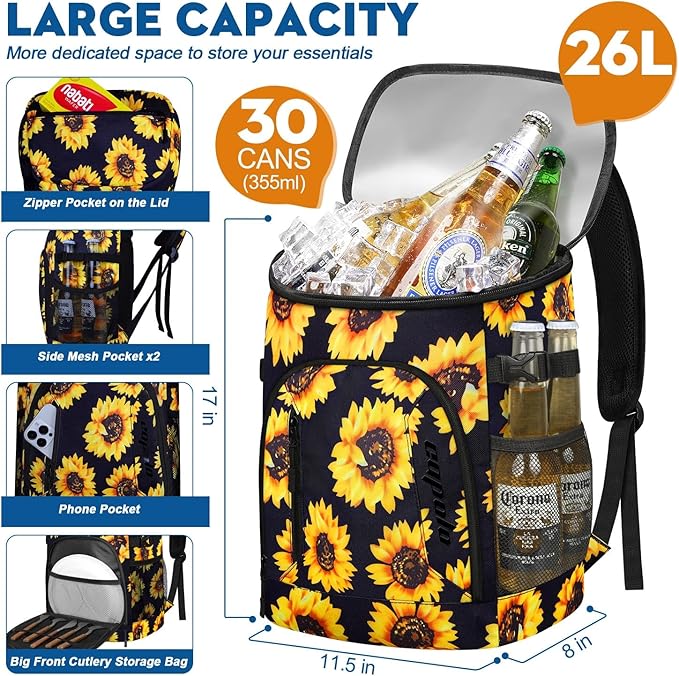 Capolo Cooler Backpack for Men Women Insulated Backpack Cooler Leak Proof Thermal Bag Beverage Soft Cooler Bag Lunch Backpack for Camping 30/45 Cans